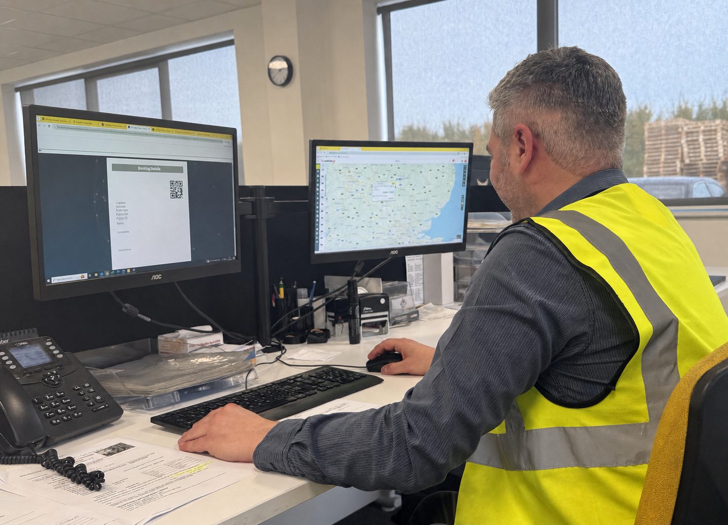 T S Europe operations team member reviewing a shipment