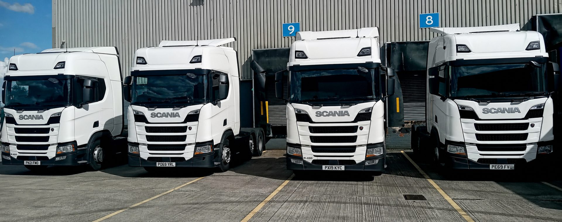 T S Europe Scania fleet at the depot